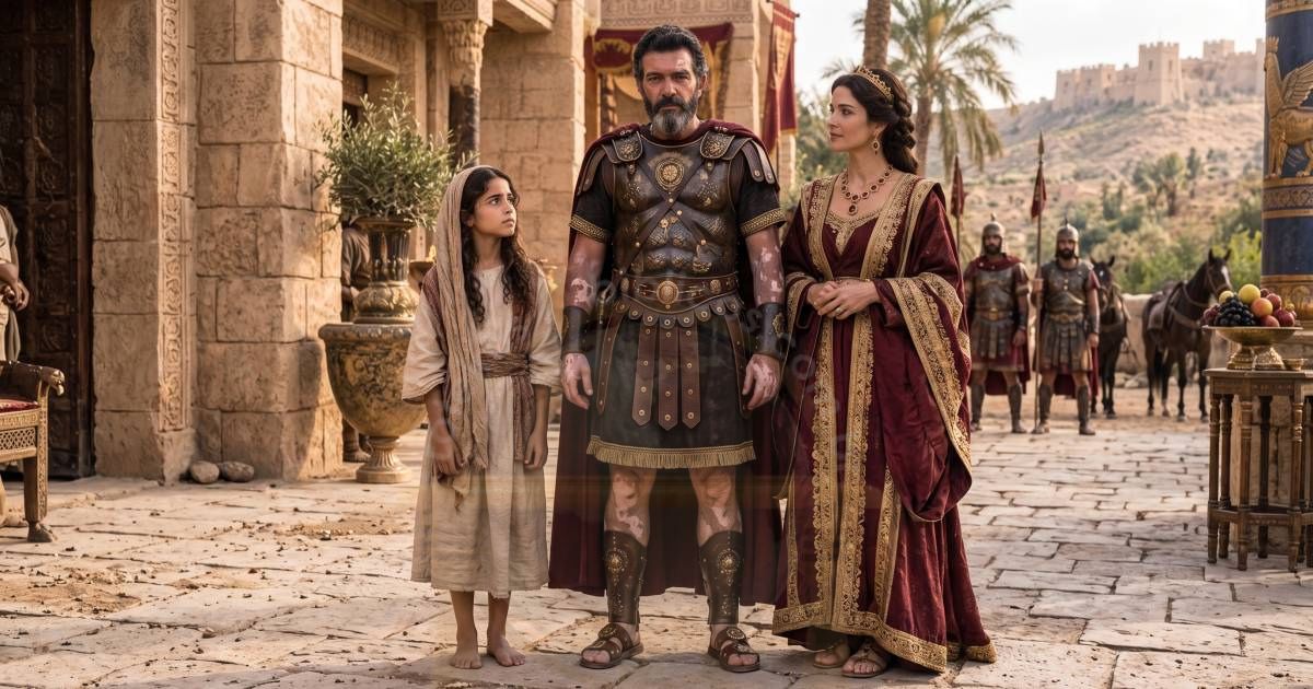 Naaman, son épouse et la jeune captive