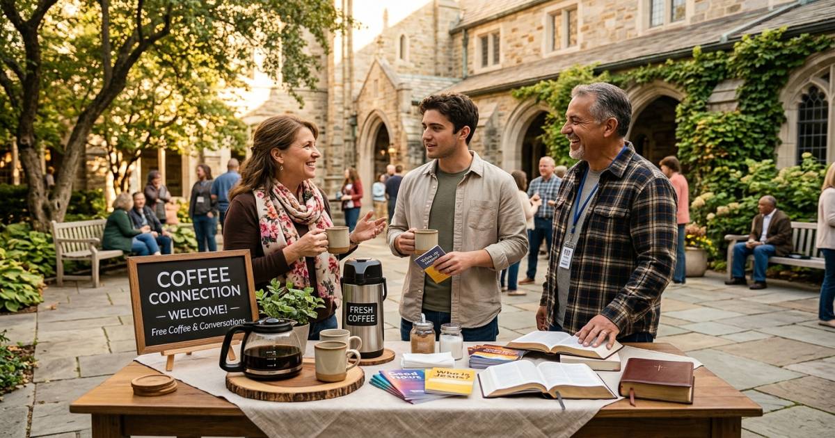 Café de bienvenue et accueil d'évangélisation